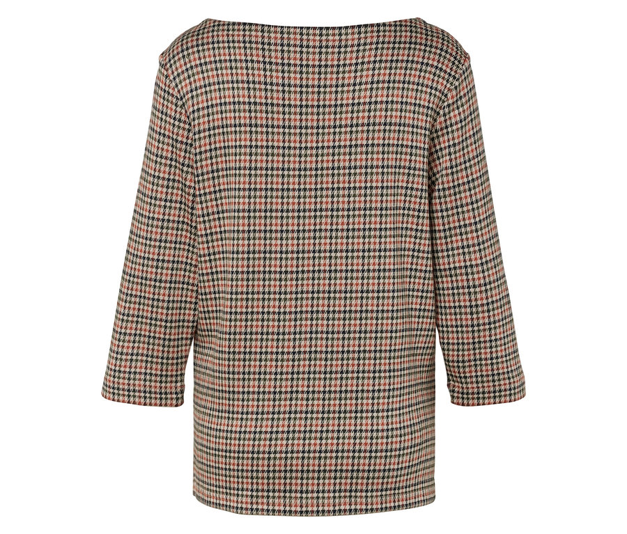 Vue arrière d'un blazer à motif pied-de-poule.