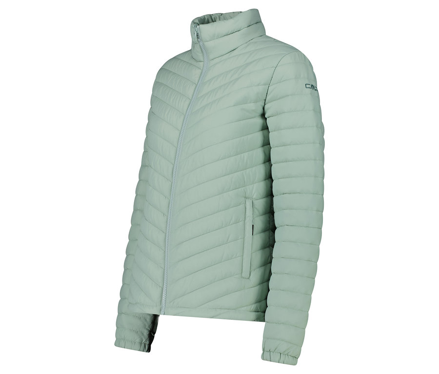 Veste matelassée vert clair avec fermeture éclair.