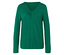 Pull vert à manches longues et col en V.