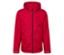 Veste rouge à capuche avec fermeture éclair.