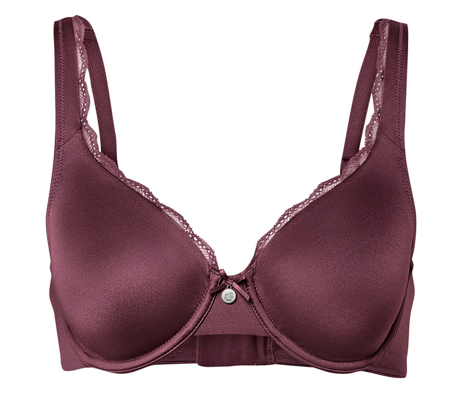 Soutien-gorge bordeaux avec dentelle et un noeud au centre.