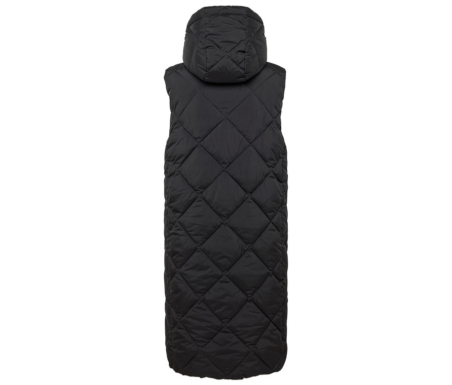 Veste noire matelassée avec capuche.