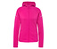 Veste à capuche rose zippée.