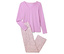 Pyjama violet à manches longues et pantalon à fleurs.
