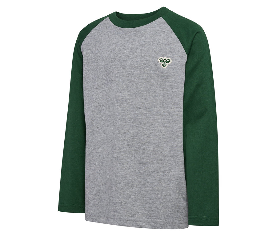 T-shirt gris à manches longues raglan vertes. T-shirt ample à manches raglan HUMMEL HMLJR BEE, vert