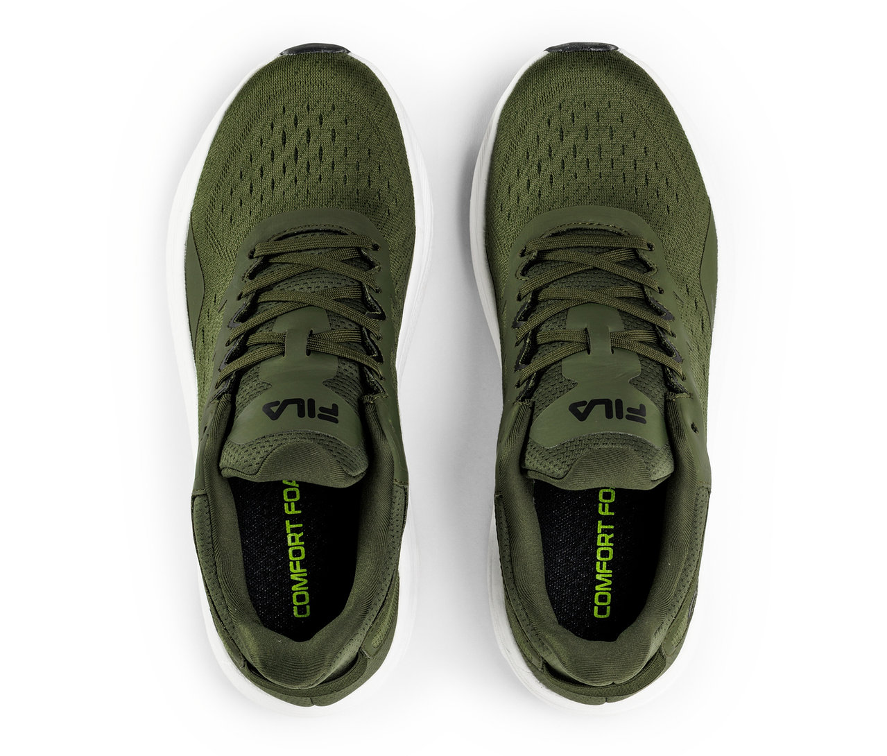 Vue de dessus d'une paire de baskets FILA Retron pour homme, beetle-white.