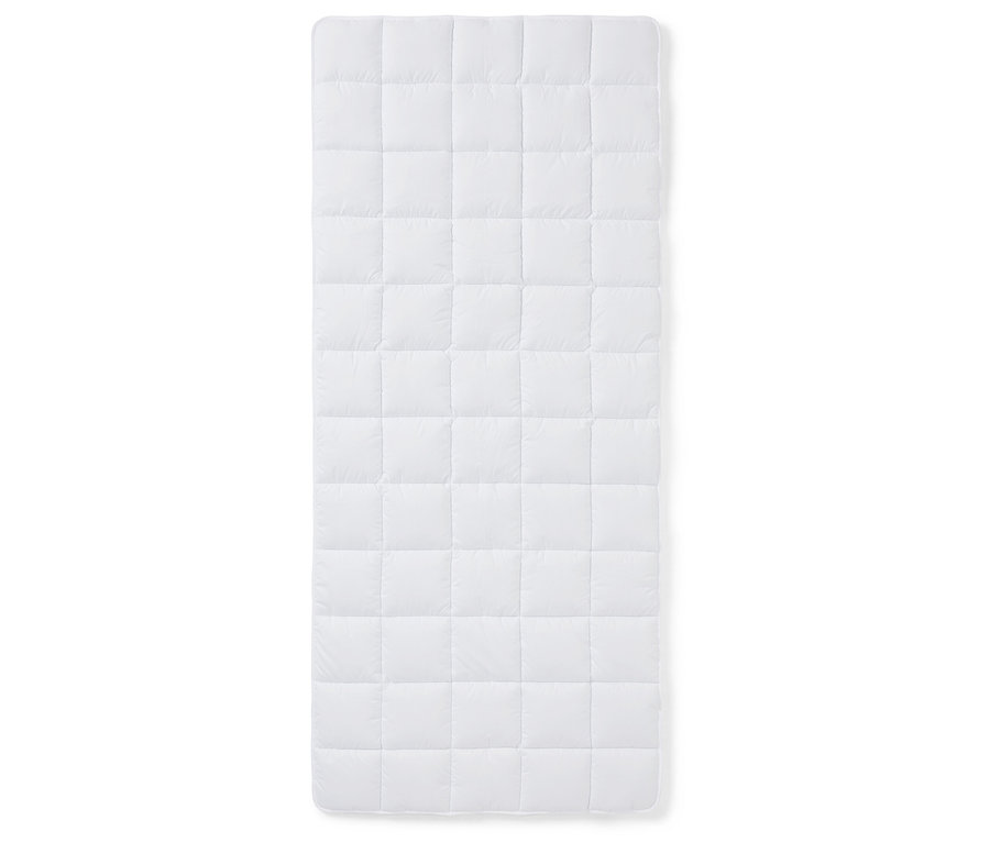 Surmatelas rembourré blanc, 90 x 200 cm, sur fond blanc.