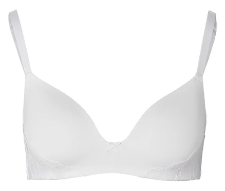 Soutien-gorge blanc à armatures et dentelle.