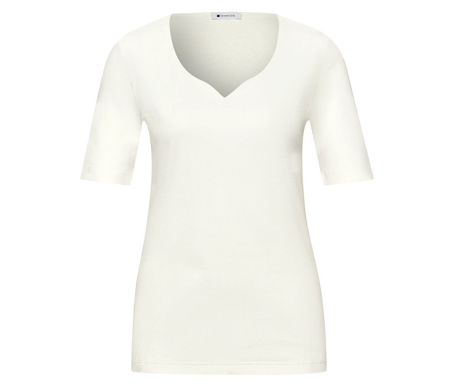 Chemise à manches courtes blanche Street One avec encolure en V, placée au centre.