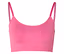 Brassière sans coutures rose vif avec dentelle et fines bretelles sur fond blanc.