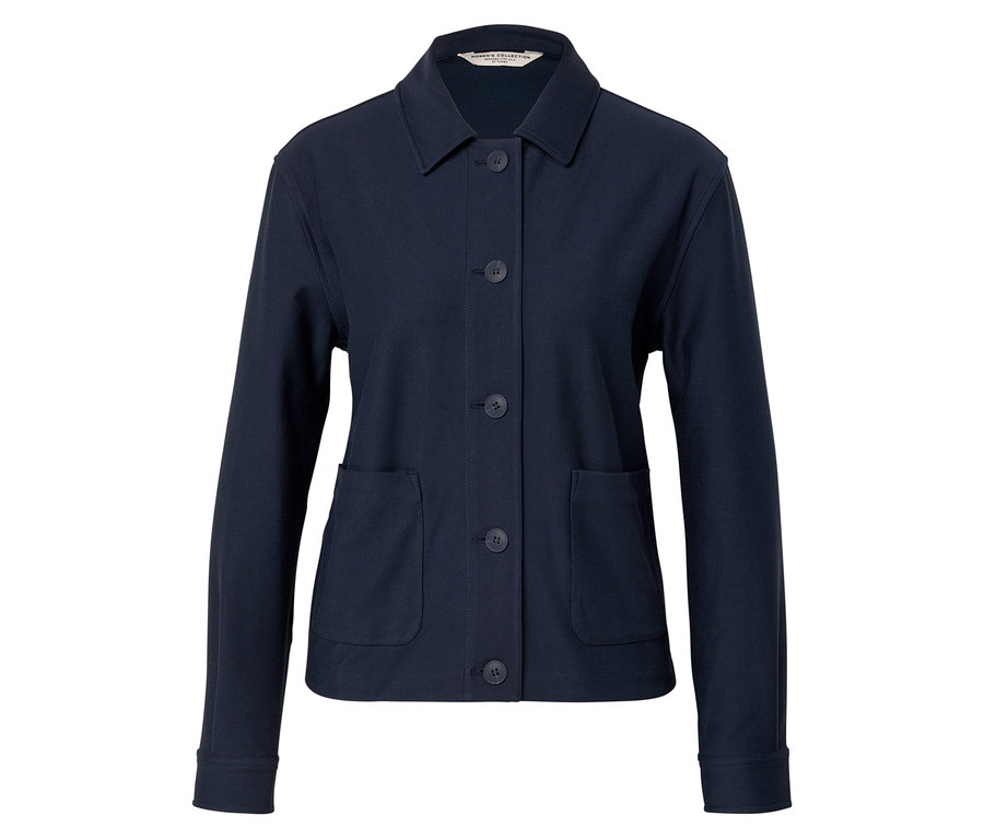 Veste bleu marine avec boutons et poches.