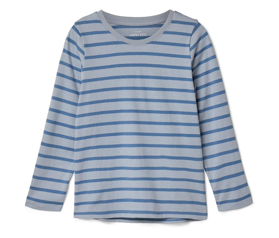 T-shirt à manches longues à rayures bleues pour enfants.