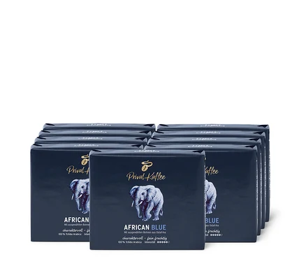 Neuf paquets de café moulu Privat Kaffee African Blue – 500 g.