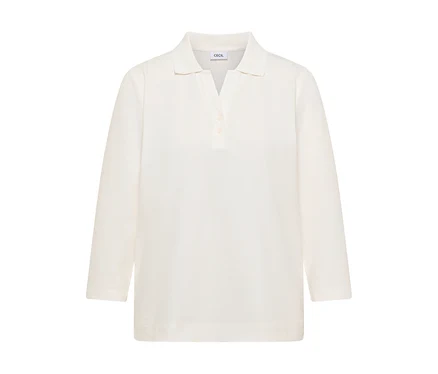 Polo 3/4 CECIL blanc avec col et deux boutons.