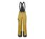 Pantalon de ski jaune moutarde avec bretelles noires.