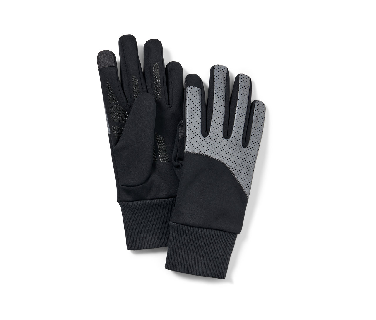 Une paire de gants coupe-vent avec parementure réfléchissante.