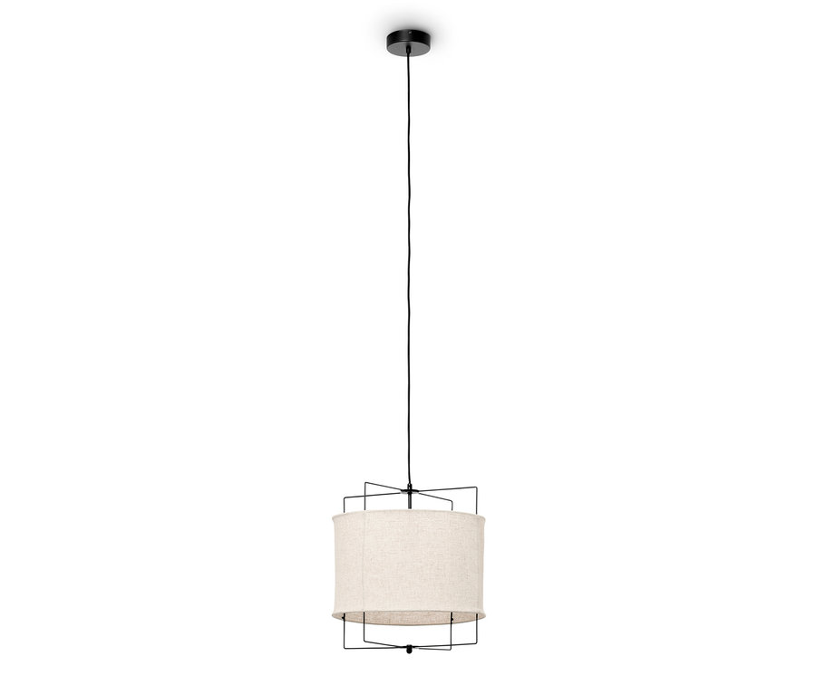 Une suspension avec un abat-jour textile.