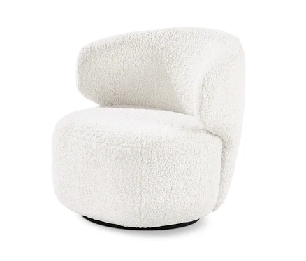 Fauteuil rotatif en tissu blanc.