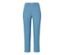 Pantalon stretch 7/8 bleu avec imprimé intégral.