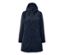 Manteau en softshell bleu foncé avec capuche.