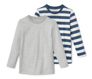 1x rayé blanc et gris chiné, 1x rayé blanc et bleu moyen