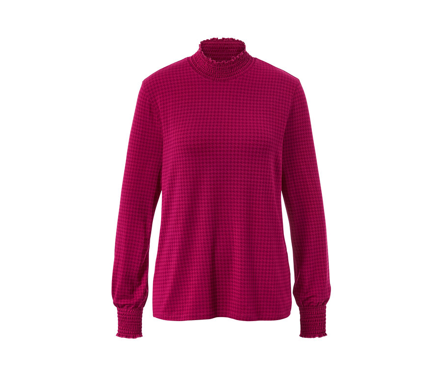 Blouse imprimée à col montant.