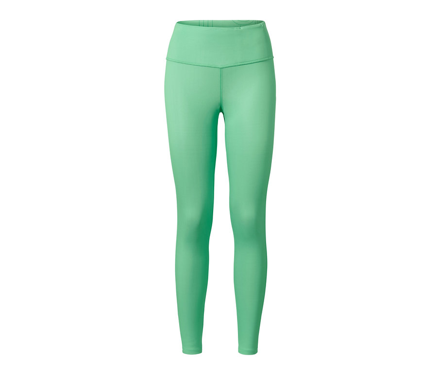Legging de sport réversible vert sur fond blanc.