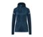 Veste thermique bleu foncé avec fermeture éclair et capuche.