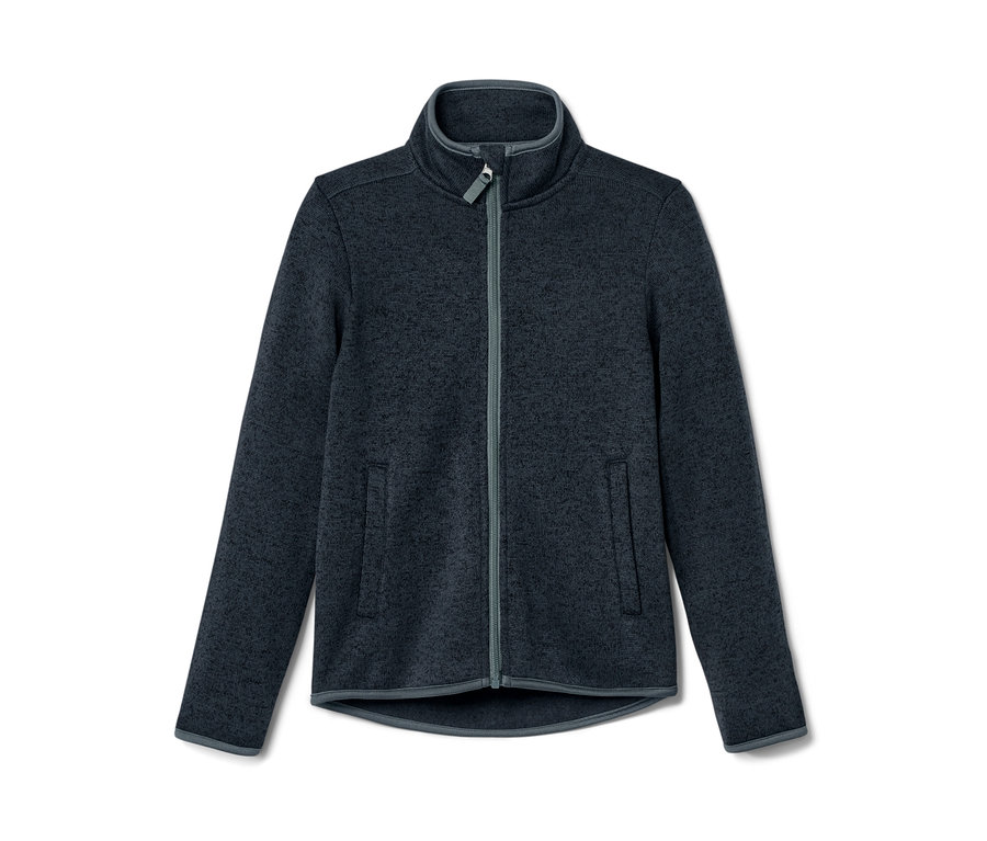 Une veste en maille polaire bleu marine pour enfant avec fermeture éclair.