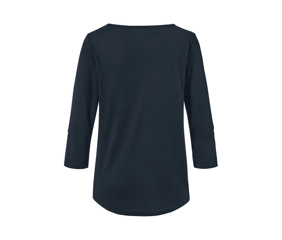 T-shirt technique bleu foncé à manches 3/4 vu de derrière.
