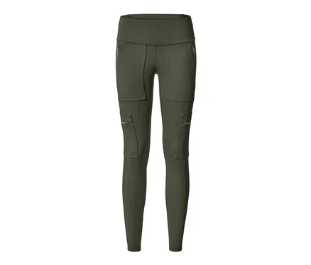 Legging thermique outdoor vert avec poches zippées.