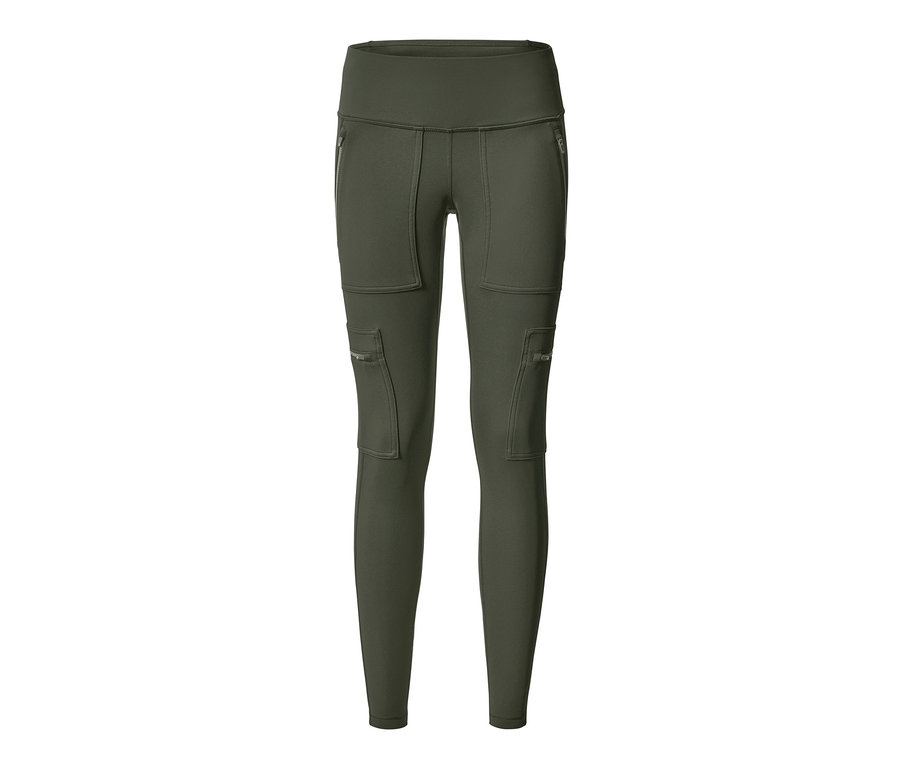 Legging thermique outdoor vert avec poches zippées.