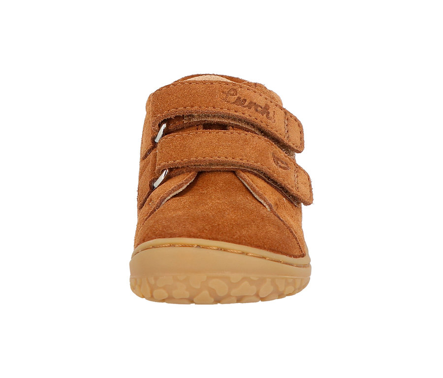 Chaussure de marche Lurchi « Barefoot » marron avec deux fermetures velcro.