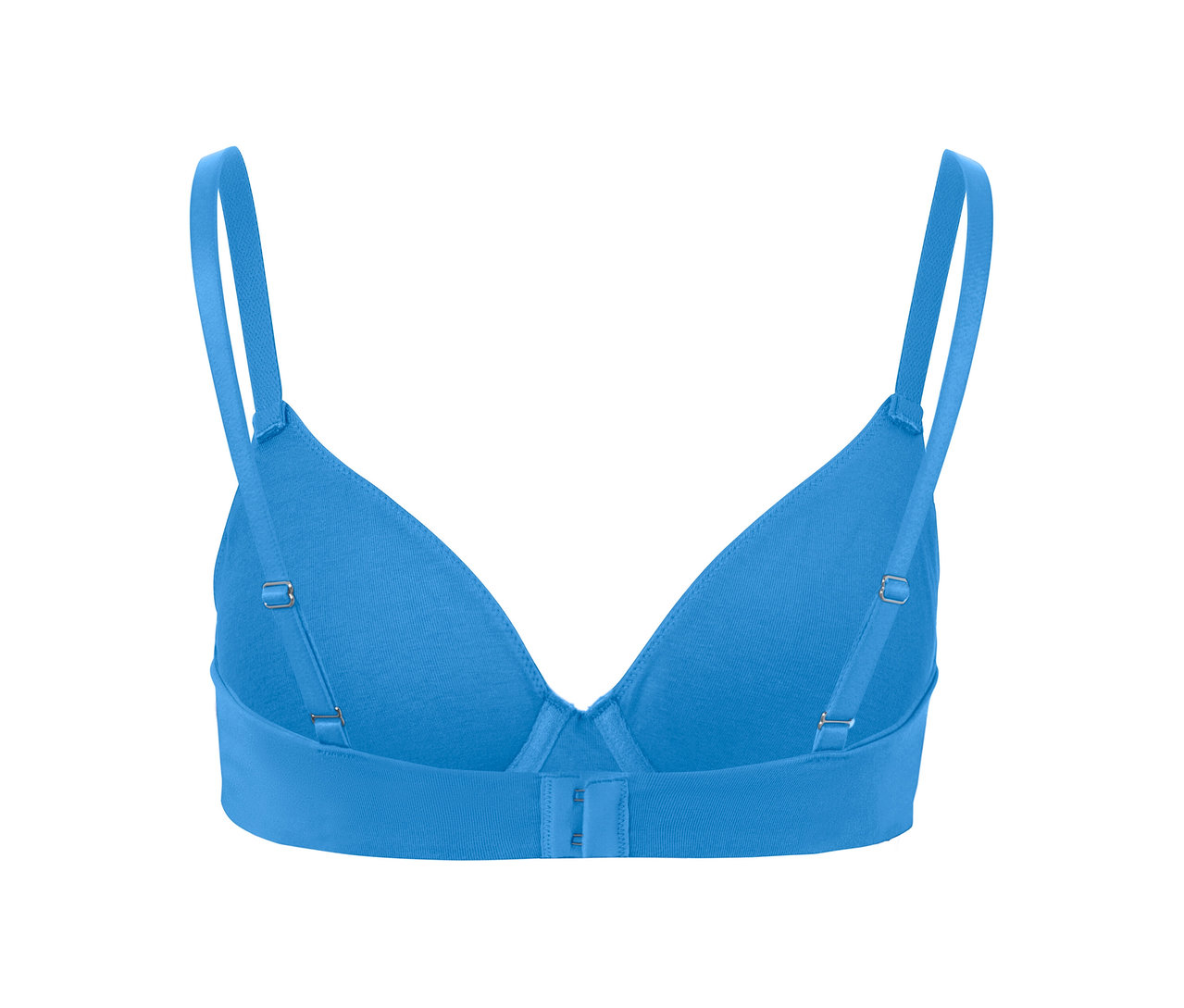 Soutien-gorge à armatures bleu vu de derrière.