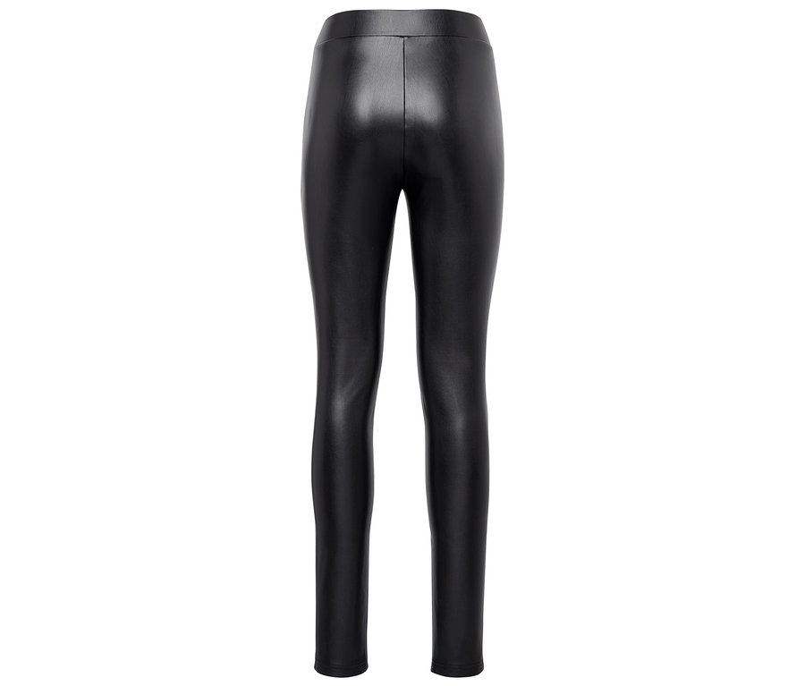 Leggings noires en similicuir vues de dos.