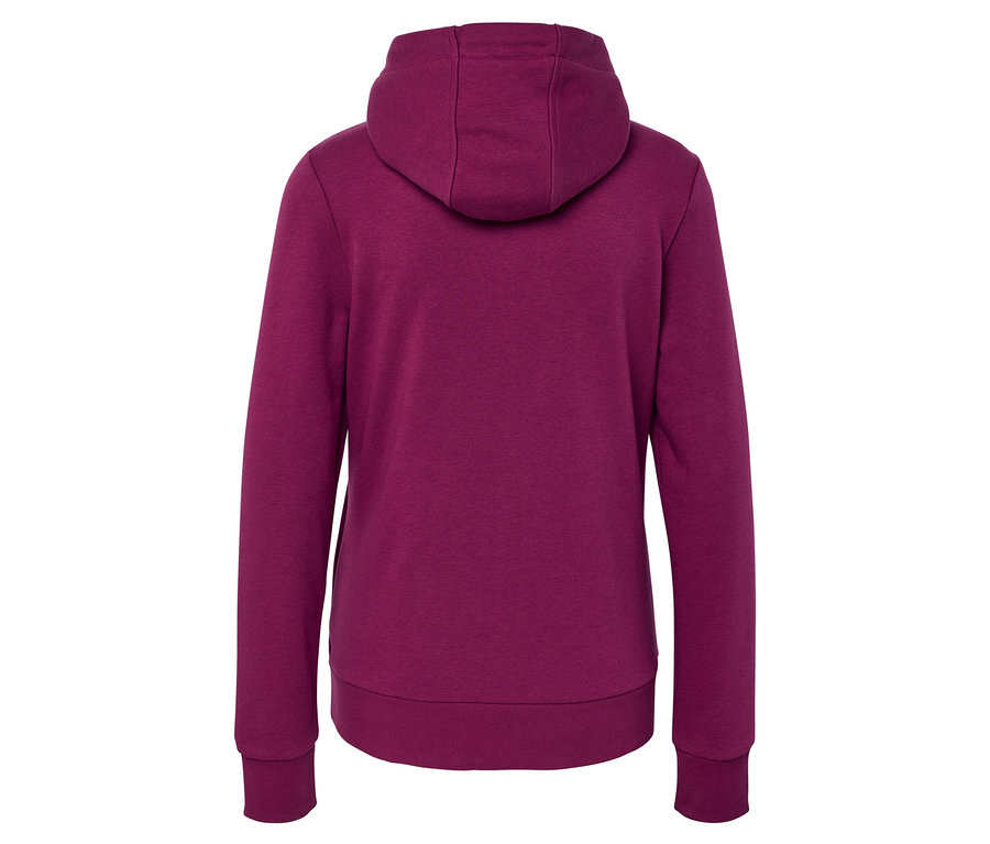 Vue arrière d'un sweat à capuche violet.