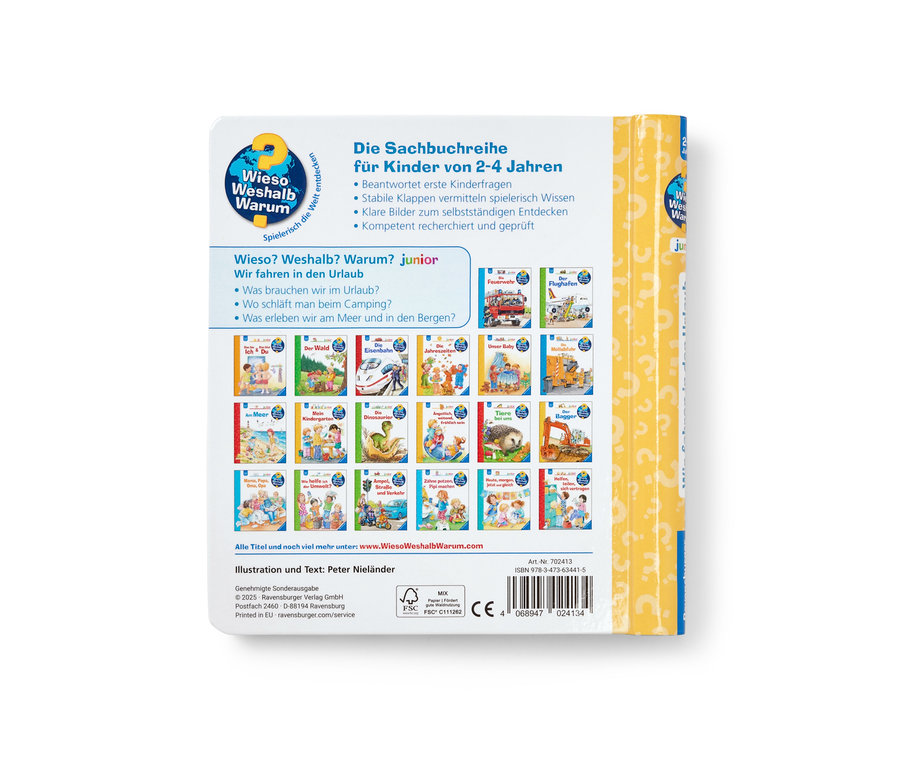 Livre « Pourquoi ? Comment ? Junior : Nous partons en vacances » (en allemand).