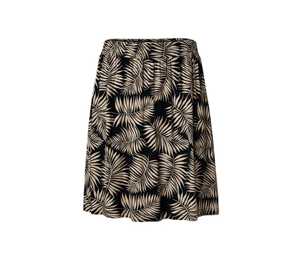Une robe en jersey imprimée avec des motifs de feuilles de palmier.