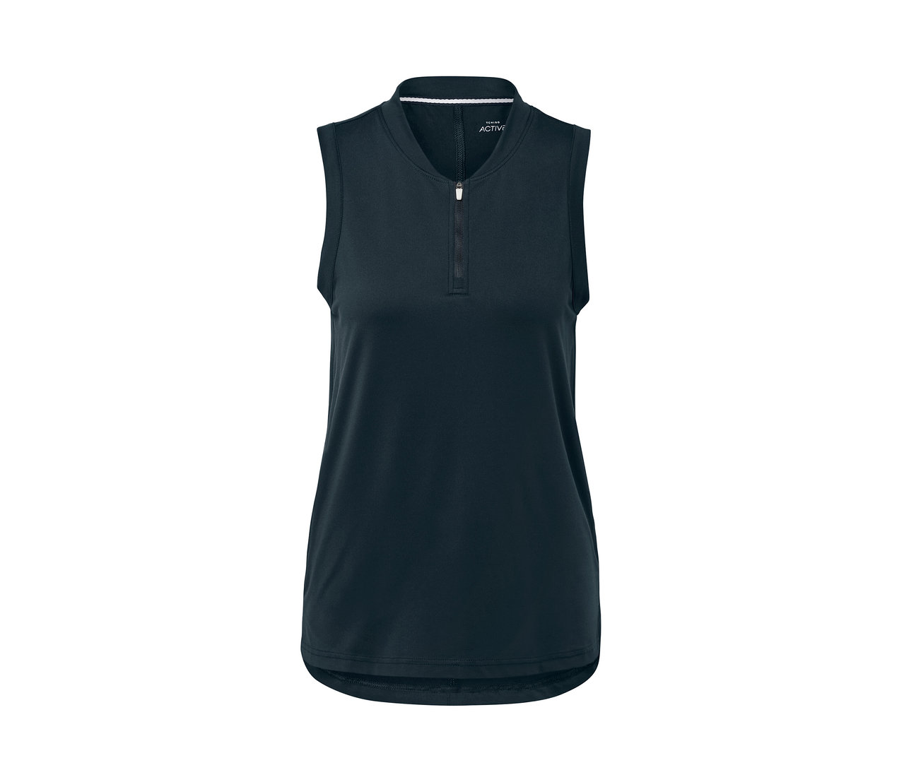 Top fonctionnel bleu foncé avec une petite fermeture éclair.