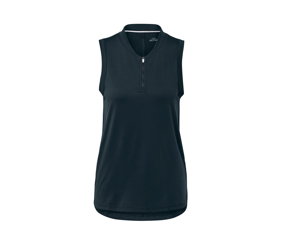 Top fonctionnel bleu foncé avec une petite fermeture éclair.
