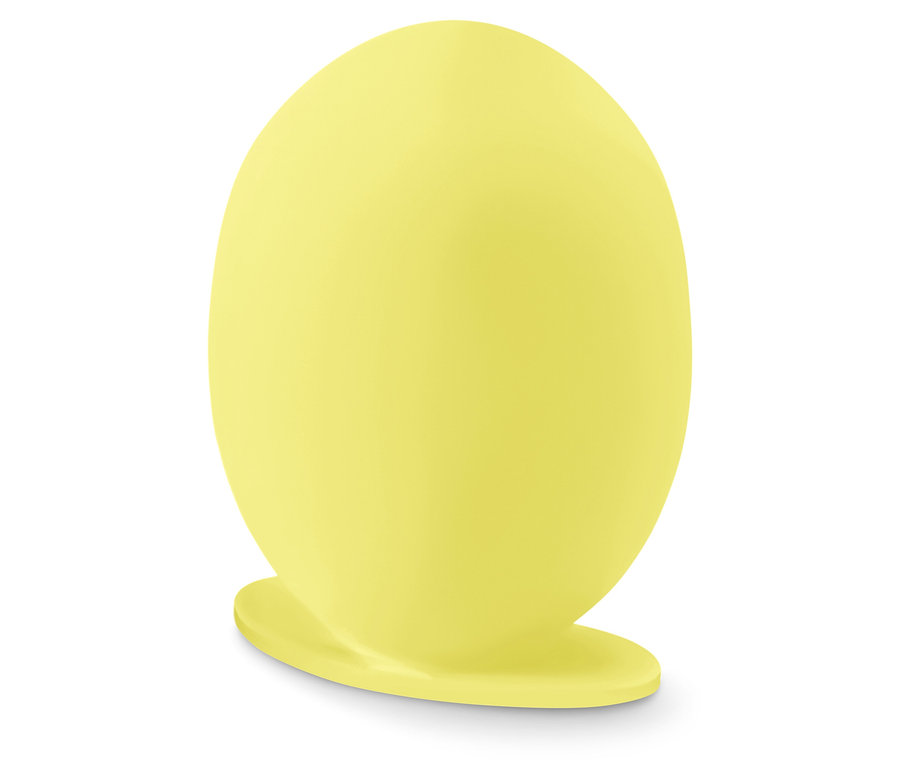 Lampe jaune sur fond blanc.