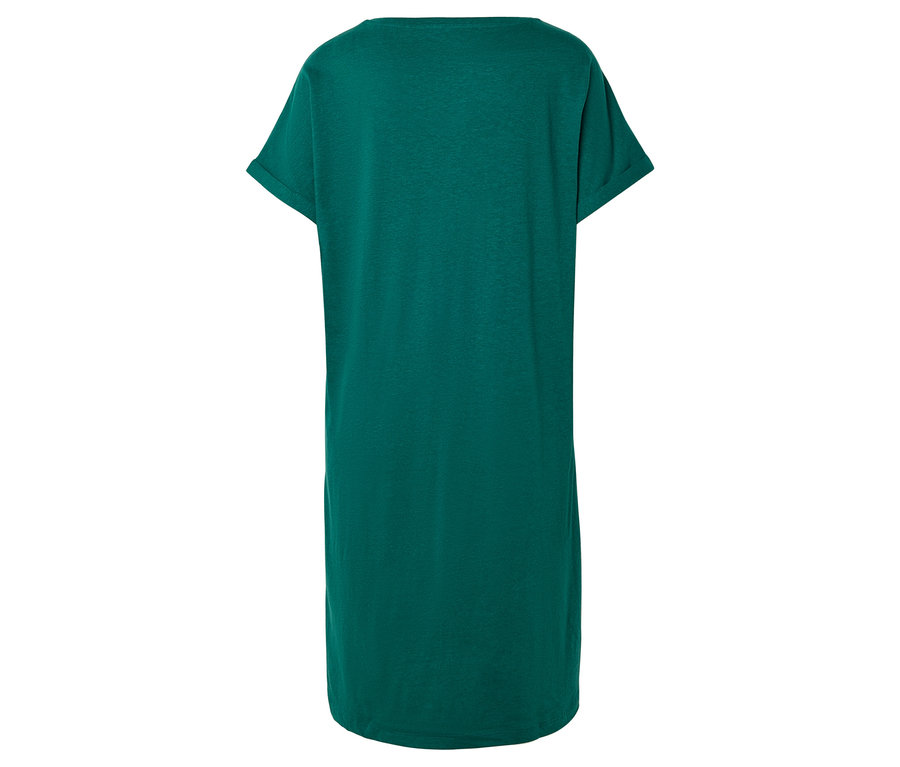 Vue arrière d'une robe t-shirt vert émeraude.