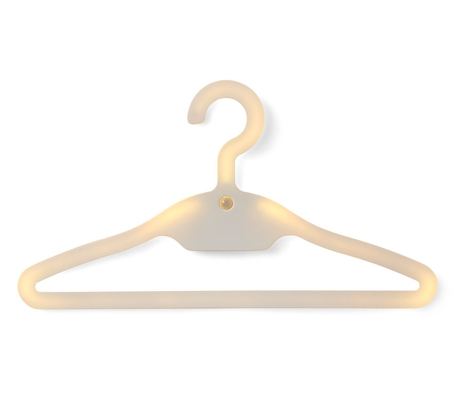 Un cintre couleur crème avec éclairage intégré sur fond blanc.