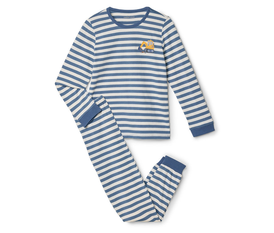 Pyjama rayé deux pièces avec application de pelleteuse.