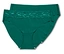 Deux slips Magic Cut vert foncé, celui du dessus avec une bordure en dentelle à la taille.