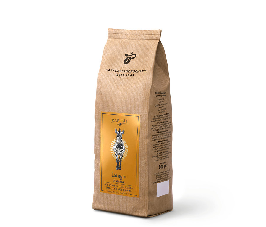 Paquet de café en grains Café d’exception « Isanya Zambia » avec boîte à café – 500 g.