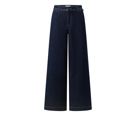 Jean Angels « Liva » Sleek bleu foncé, taille haute, coupe large avec ceinture.