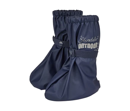 Deux bottes de pluie Sterntaler Outdoor bleu marine avec poignets élastiques et sangles à bouton-pression.