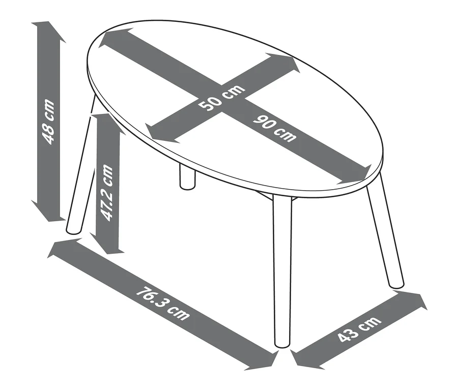 Dimensions de la table basse.