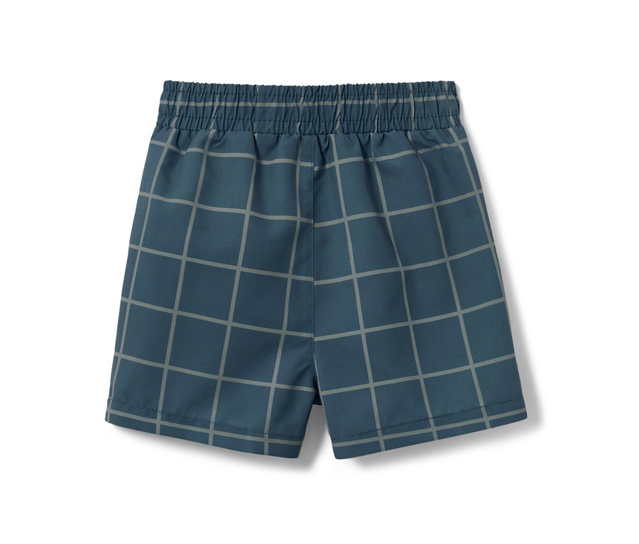 Boardshort bleu à carreaux gris pour tout-petit.